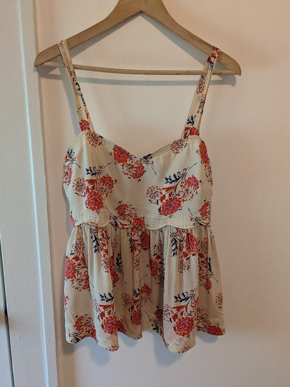 Ivory Silk Floral Babydoll Camisole